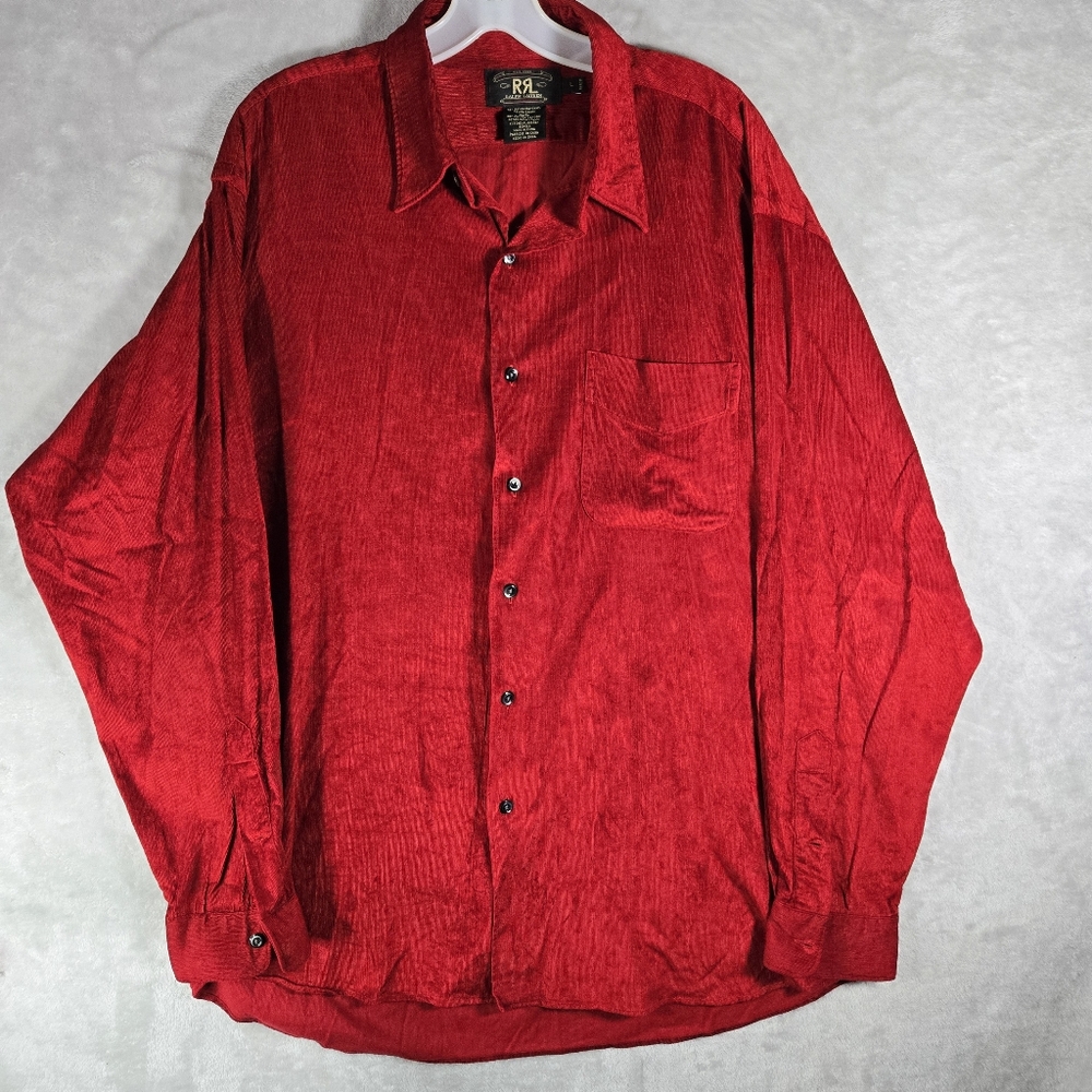 RRL Double RL Ralph Lauren Shirt Corduroy Men Size Large L Red Button Down Sheen